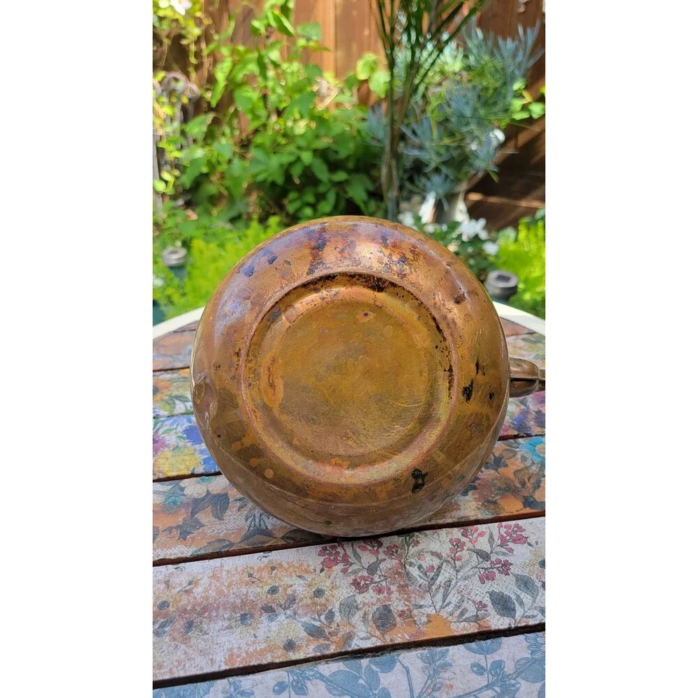 Copper Tea Kettle with Delft-Style Porcelain Handle - Farmhouse Kitchen Decor